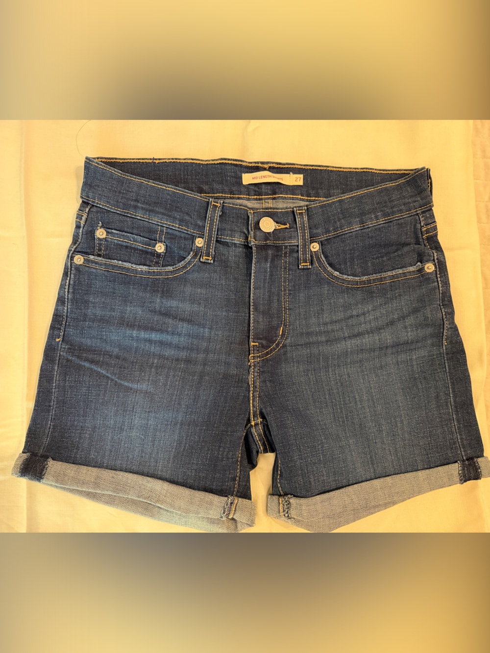 Levi's Dark Blue Cuffed Denim Shorts. Size 27. NWOT